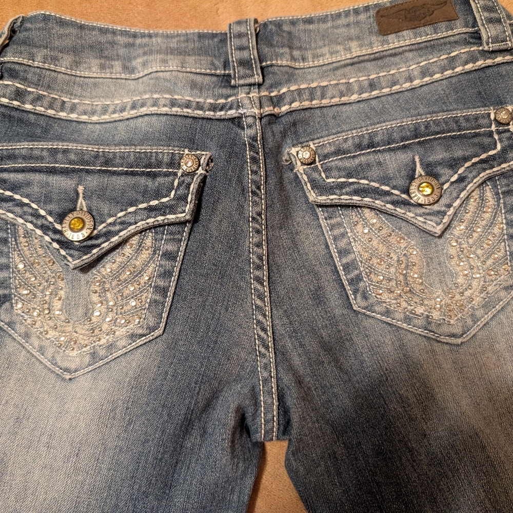 Authentic Harley-Davidson® Stylish Blue Jeans with Embellished Rhinestone Size 4 - Picture 5 of 16